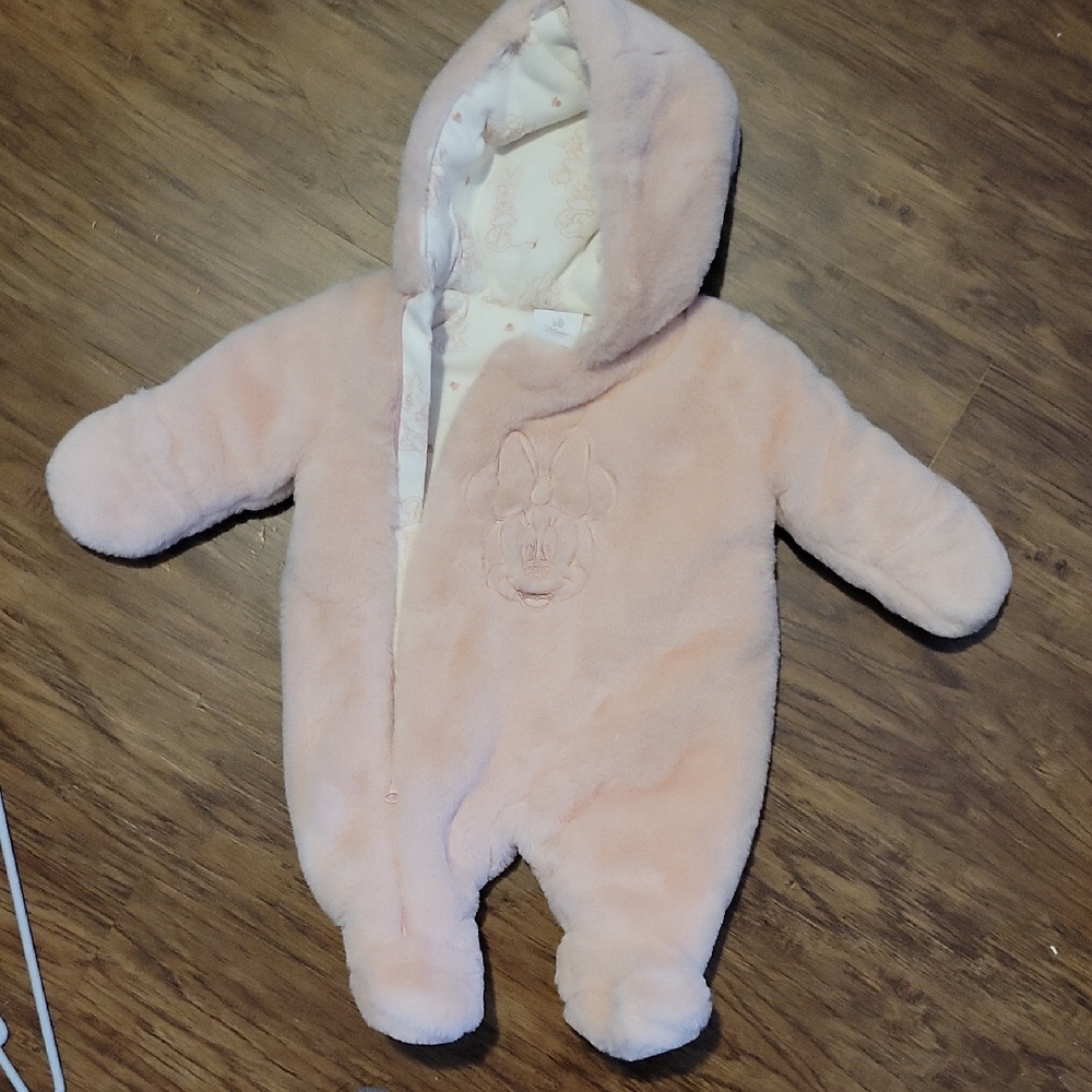 Disney Minnie Mouse Pink Plush Kids Footie Snowsuit